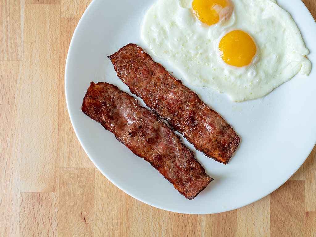 Johnsonville Sausage Strips with fried eggs