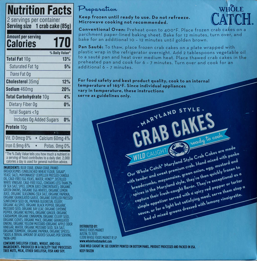 Whole Catch Maryland Style Crab Cakes review Shop Smart