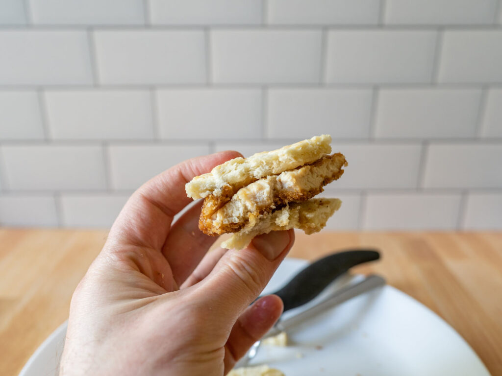 Jimmy Dean Southern Style Chicken Biscuit Sandwiches cooked interior close up