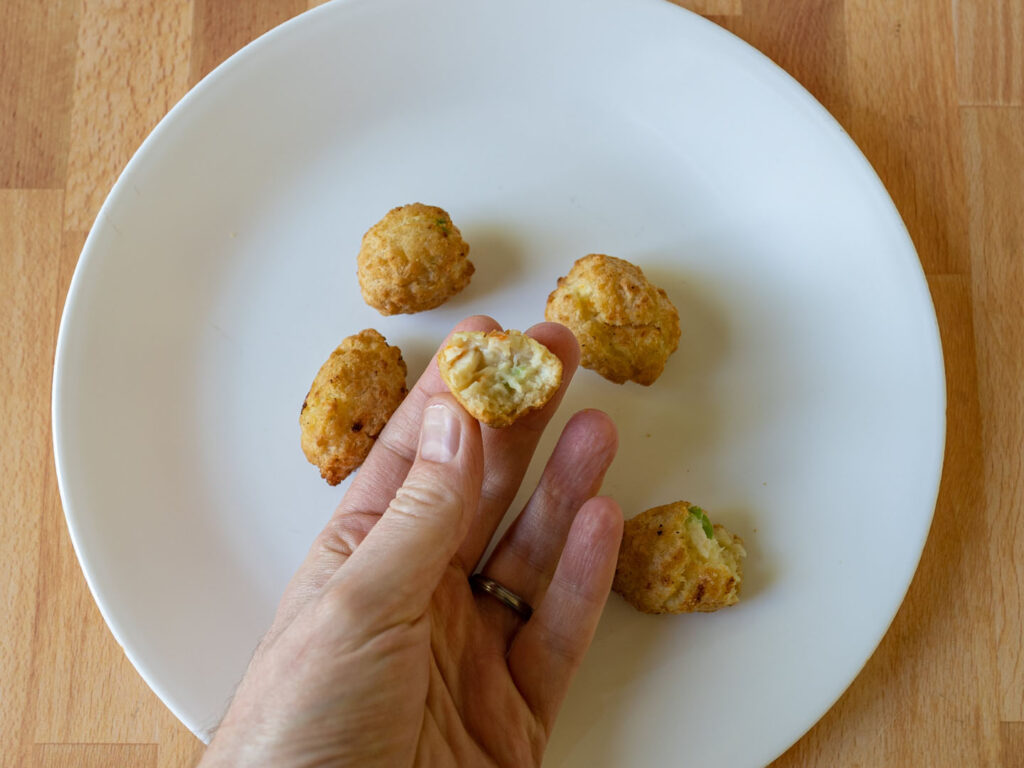 Stouffer's Chicken Pot Pie Bites air fried interior