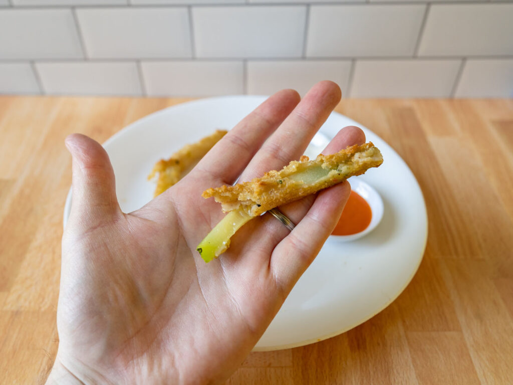 Garden Inspirations Breaded Zucchini Sticks air fried close up