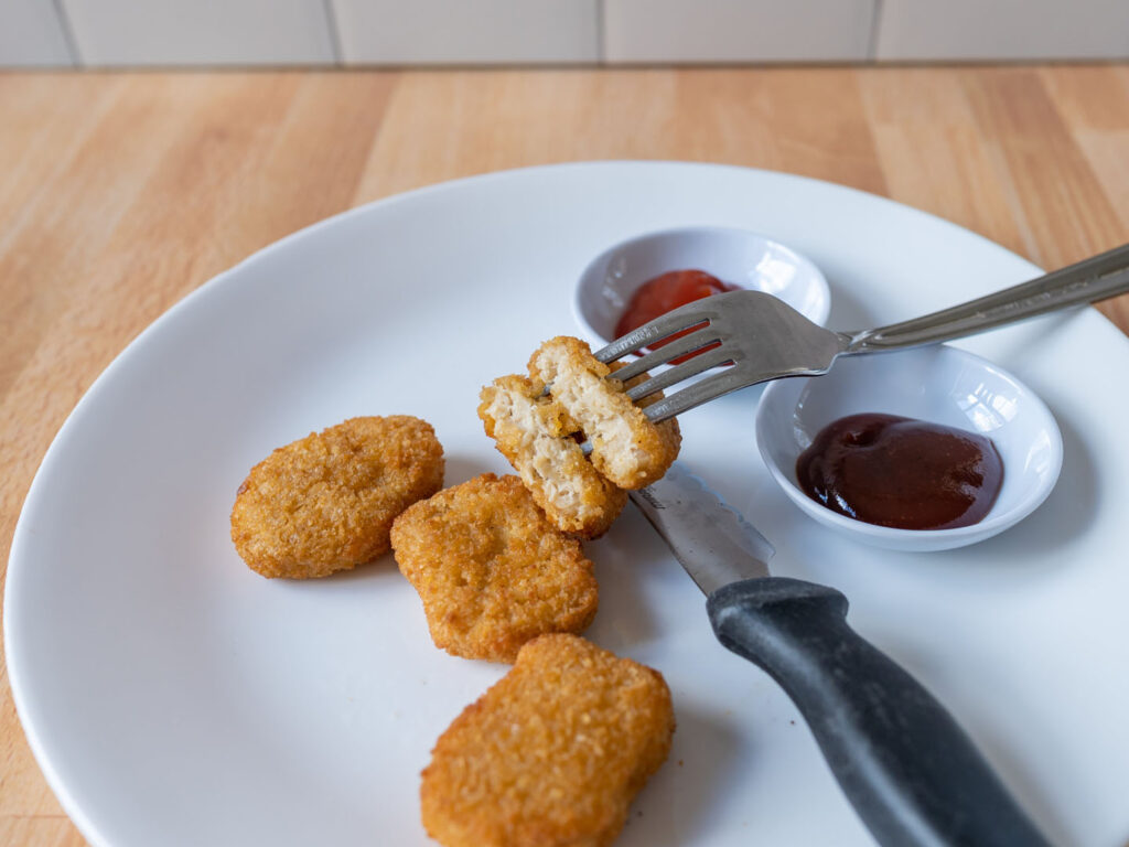 Air fried Impossible Chicken Nuggets interior