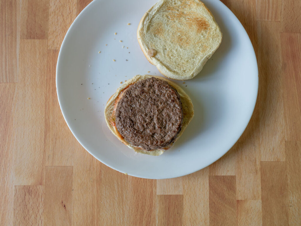 Meat District Chuck Brisket and Short Ribs burger cooked plain