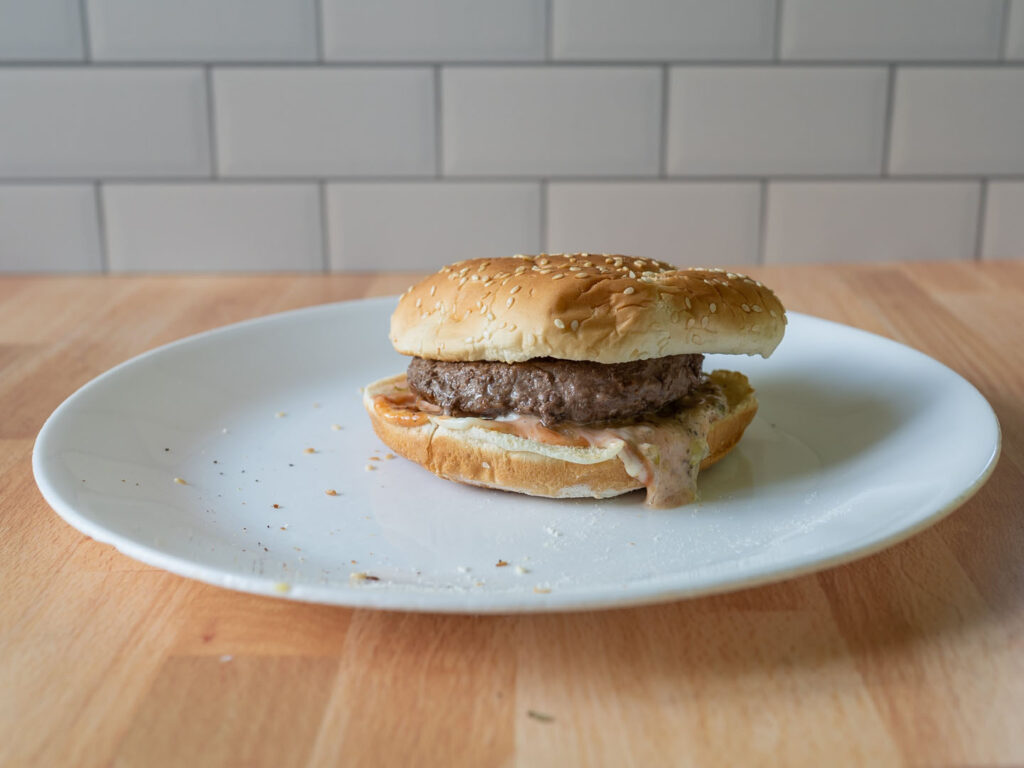 Meat District Chuck Brisket and Short Ribs burger cooked close up