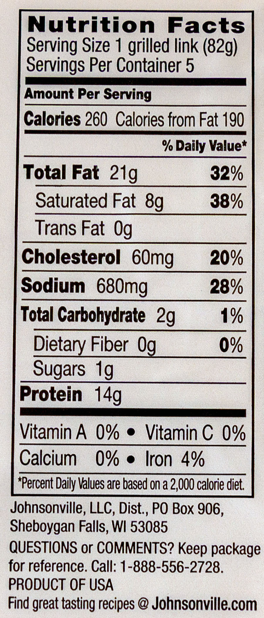 Johnsonville Bratwurst Nutrition Information Besto Blog