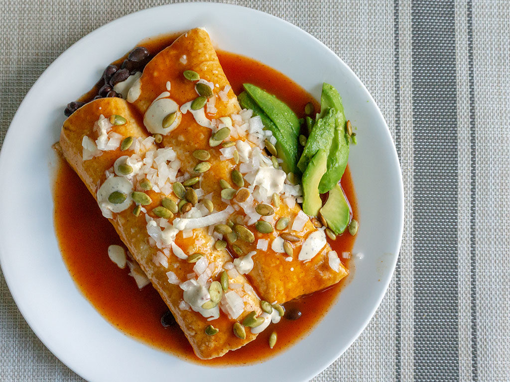 Vegetarian enchiladas using all Walmart bought items