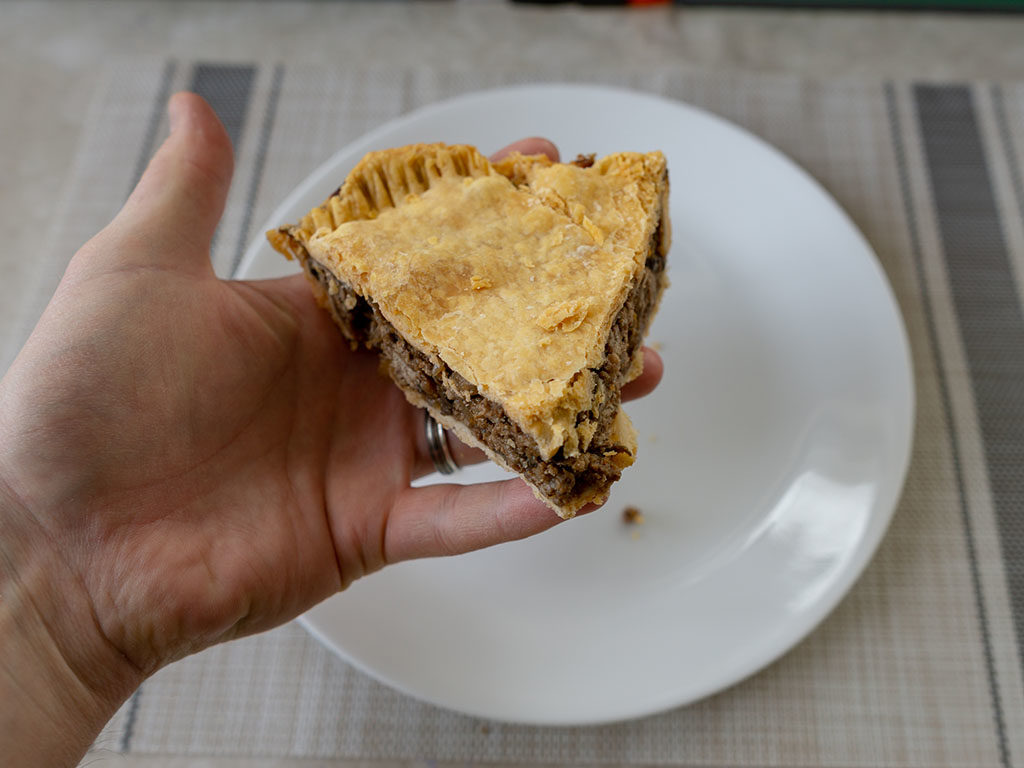 British beef and onion pie - refriegerated pie holding solid