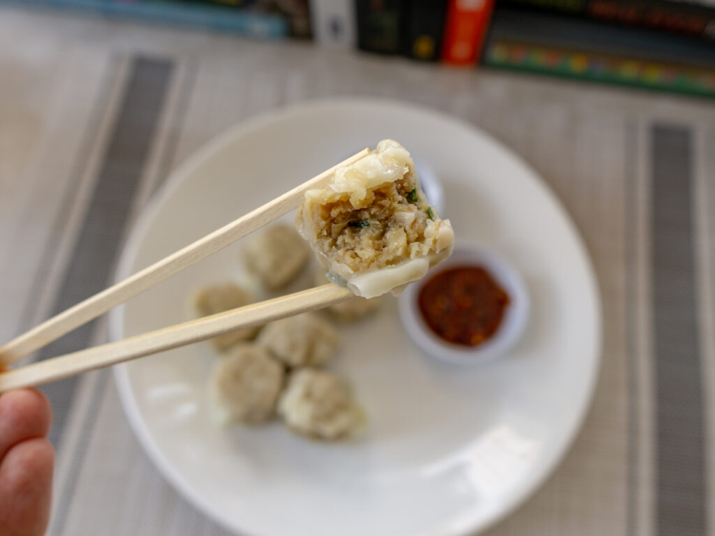 Trader Joe's Pork Shu Mai - close up cooked