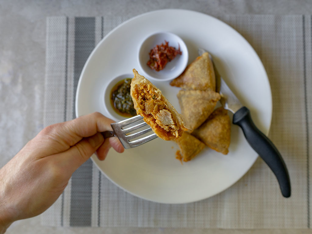 Tandoor Chef Tandoori Chicken Samosa - cooked close up