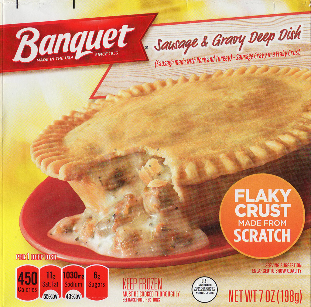 Banquet Sausage And Gravy Deep Dish pot pie package front