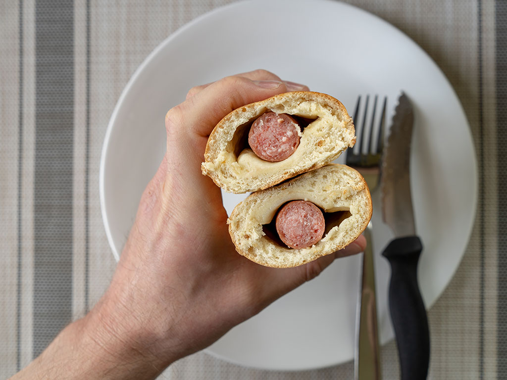 Benny's Bagel Dogs Polish Sausage cooked side view