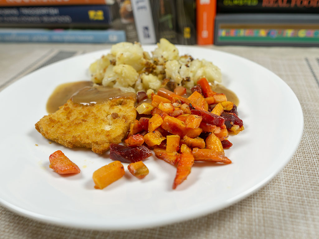 Trader Joe's Julienned Root Vegetables cooked with gardein turky