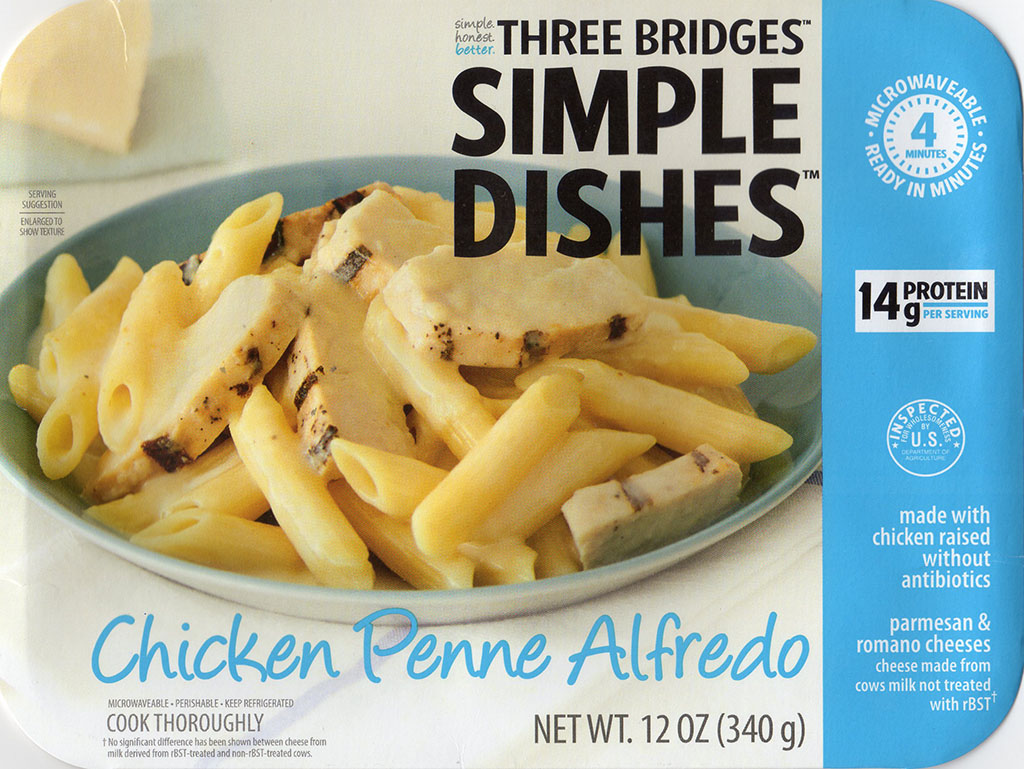 Three Bridges Chicken Penne Alfredo package front