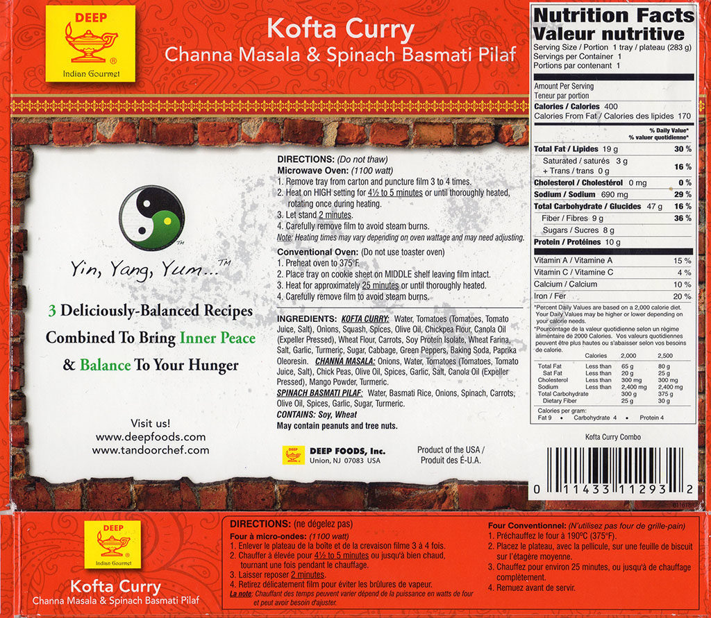 Tandoor Chef Kofta Curry cooking instructions and nutrition